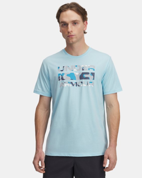 Under Armour 1361903494XL Mens Stacked Logo Fill Short Sleeve T-Shirt, Stream & Ether Blue - Extra Large