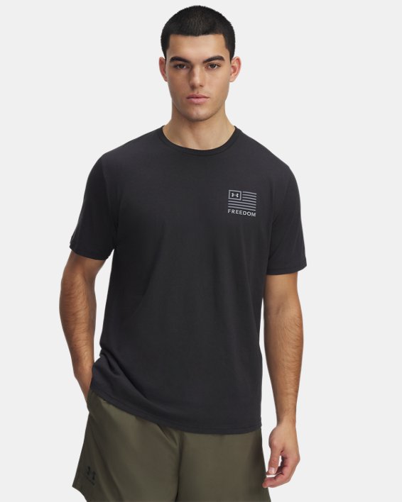 Under Armour 6001862001MD Mens Freedom Left Chest Short Sleeve T-Shirt, Black & Titan Gray - Medium -  Inner Armour