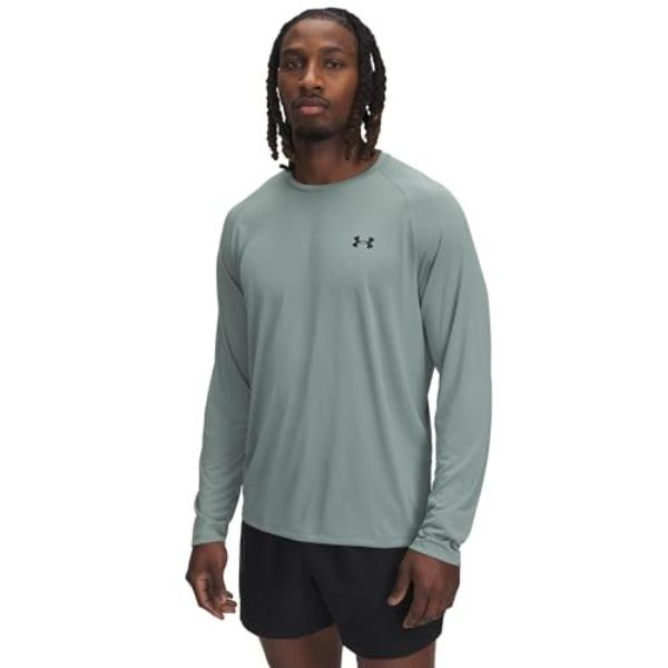 Under Armour 1328496348MD Mens Tech 2.0 Long Sleeve T-Shirt, Silica Green & Black - Medium -  Inner Armour
