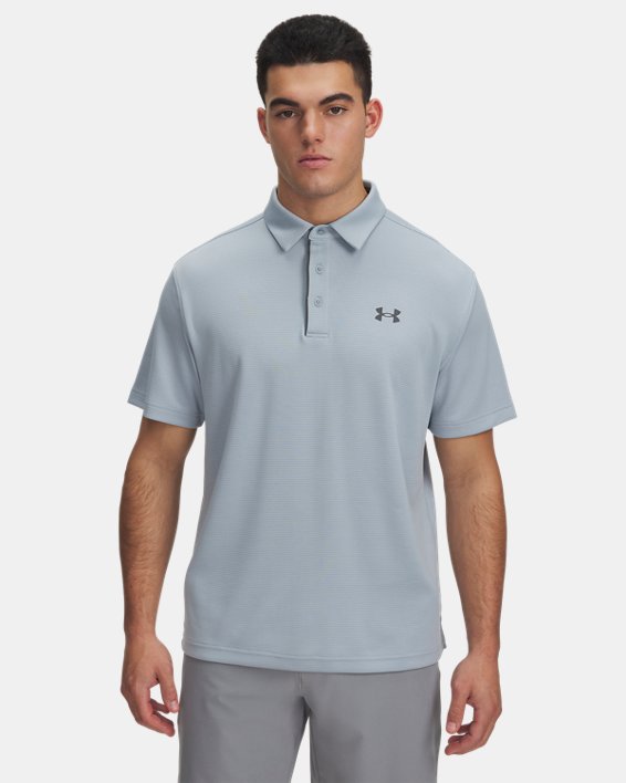 Under Armour 12901404723X Mens Tech Polo Short Sleeve T-Shirt, Harbor Blue & Pitch Gray - 3XL