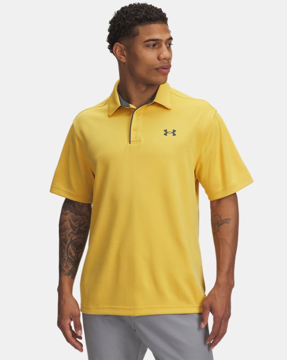 Under Armour 1290140773MD Mens Tech Polo Short Sleeve T-Shirt, Noble Gold & Pitch Gray - Medium