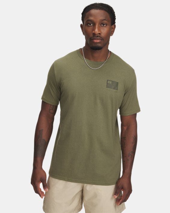 Under Armour 6001862390MD Mens Freedom Left Chest Short Sleeve T-Shirt, Marine OD Green & Baroque Green - Medium -  Inner Armour