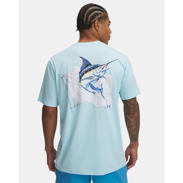 13902214942X Mens Marlin Capture Flag Short Sleeve T-Shirt, Stream & White - 2XL