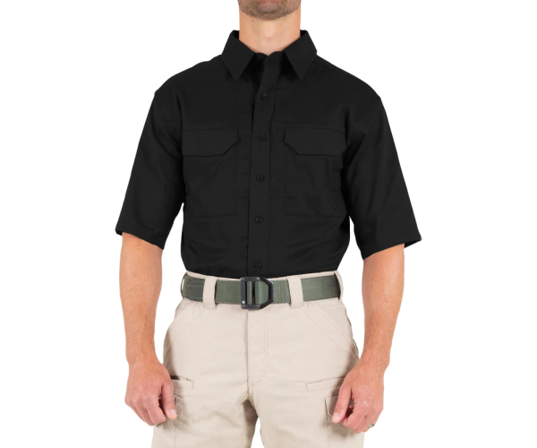 Short Sleeve Shirt, 35% Cotton, 65% Polyester, Button, 2 Pocket(s), Midnight Navy, XXL
