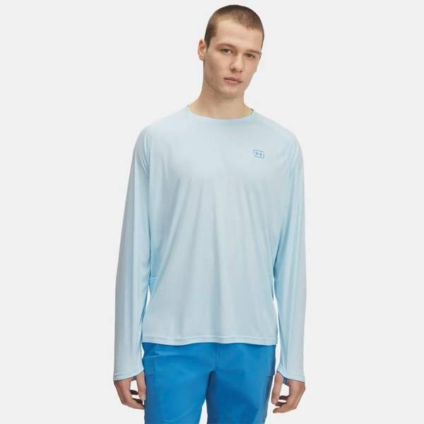 Under Armour 1388956494MD Mens Fish Elite Crew Long Sleeve Adult T-Shirt, Blue - Medium
