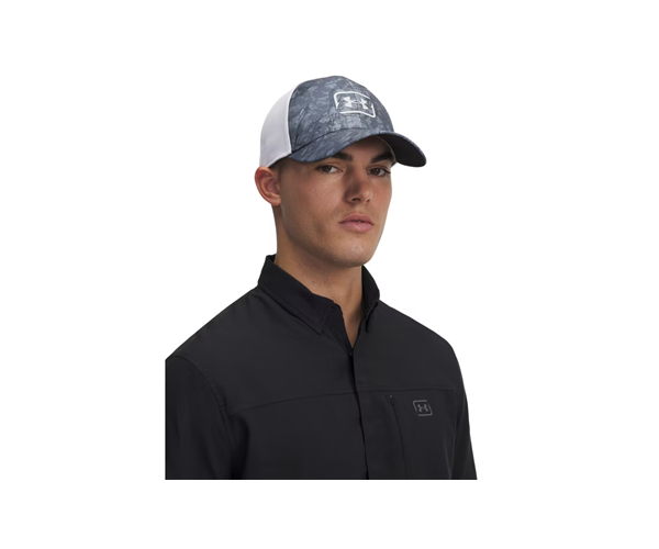 Under Armour 1376716025S-M Mens Fish Hunter Mesh Cap, Castlerock Black, White & Halo Gray - Small & Medium