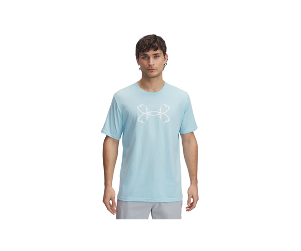 Under Armour 13311974943X Mens Fish Hook Logo Short Sleeve T-Shirt, Stream & White - 3XL