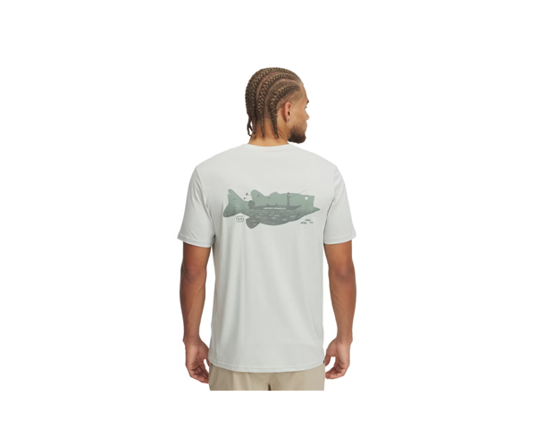 Under Armour 1390218377LG Mens Bass Short Sleeve T-Shirt, Hydro Green & Silica Green - Large