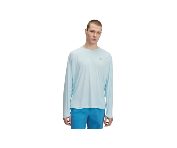 Under Armour 1388956494LG Mens Fish Elite Crew Long Sleeve T-Shirt, Stream Ether Blue - Large