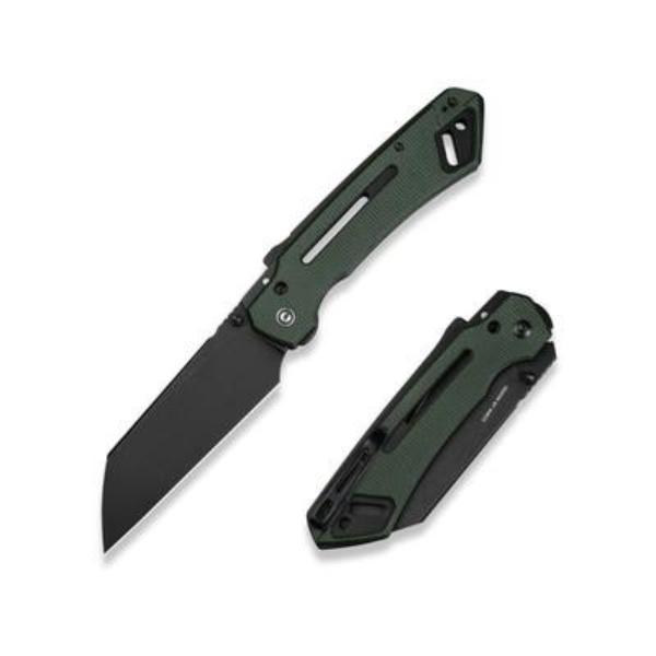 CIV-C24052-3 Buster FG Thumb Stud & Superlock Knife Green Canvas Micarta Handle with 4.2 in. Black Sto ashed Nitro-V Blade