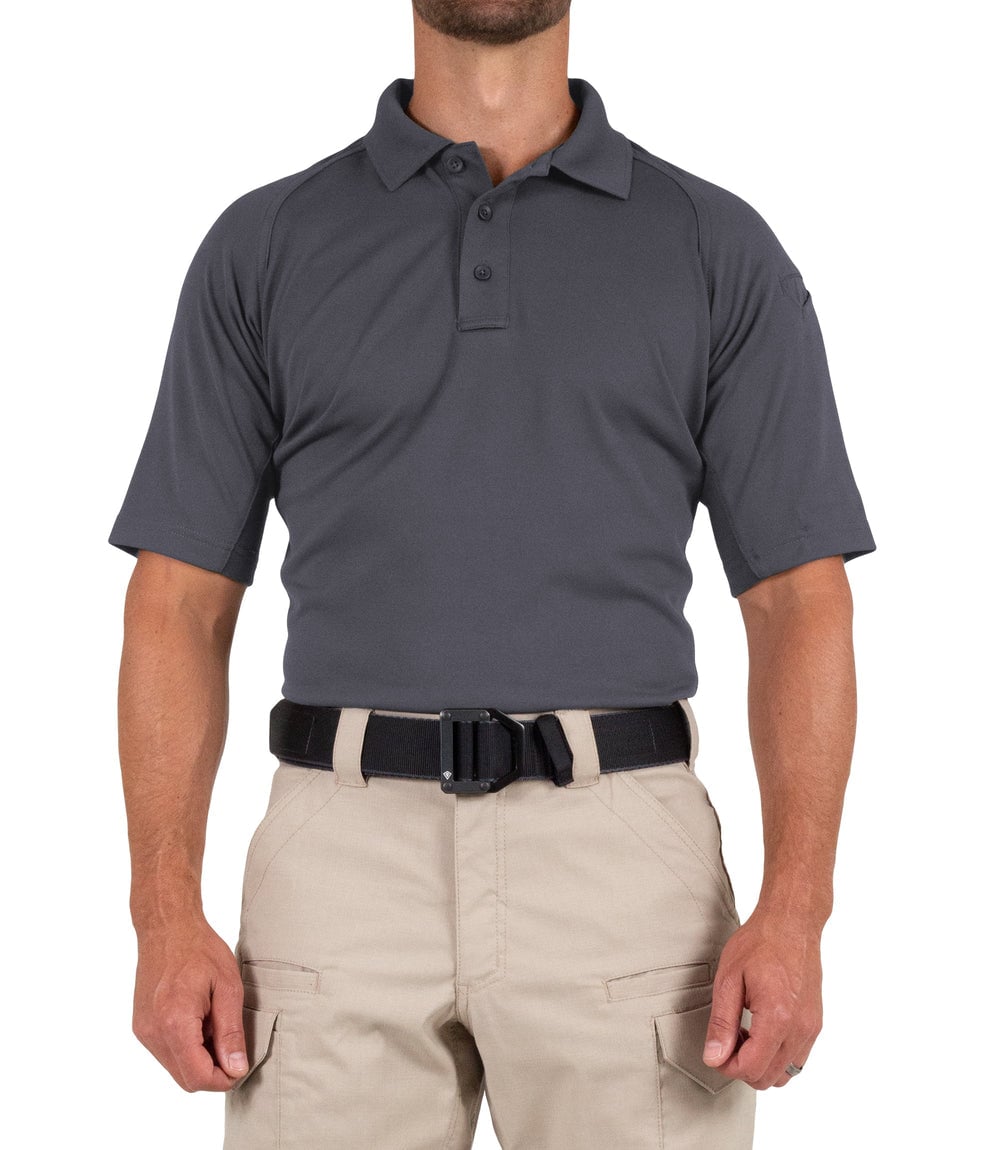 PERFORMANCE POLO SHORT SLEEVE, 100% Polyester, Button, 1 Pocket(s), Asphalt, XXL