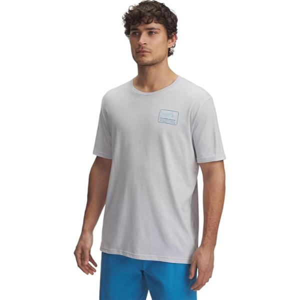 Under Armour 1390216014MD Mens Marlin Short Sleeve T-Shirt, Halo Gray & Ether Blue - Medium