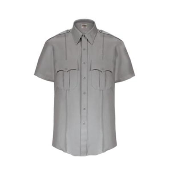 ELB-Z3311N-18.5 18.5 in. TexTrop2 Zippered Short Sleeve Polyester Shirt for Mens, Gray