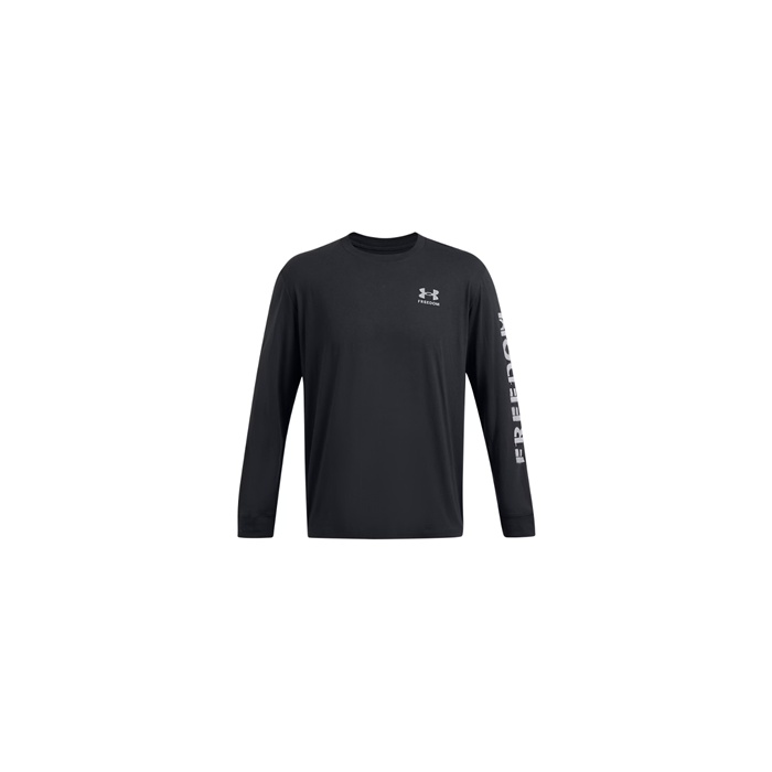 Under Armour 1386754001SM Men Freedom Flag Long Sleeve T-Shirt - Black - Small