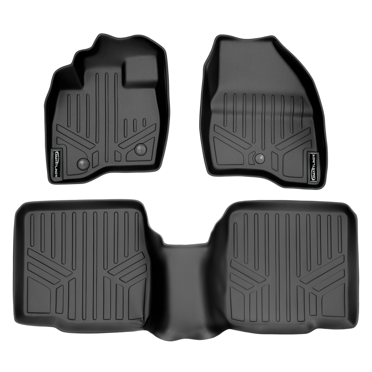 SA0245-B0082 Custom Fit 2 Row Floor Mats Liner Set without Center Console for 2017-2019 Ford Explorer, Black