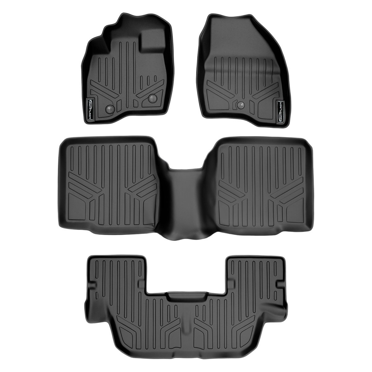 SA0245-B0082-C0082 Custom Fit 3 Row Floor Mats Liner Set without 2nd Row Center Console for 2017-2019 Ford Explorer, Black