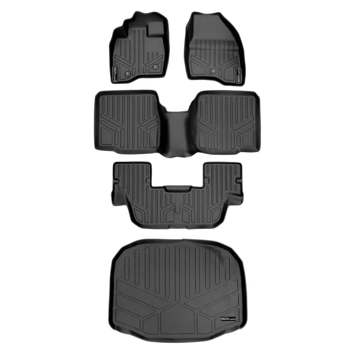 SA0245-B0082-C0082-E0082 Custom Fit 3 Rows Floor Mats & Cargo Liner Set without 2nd Row Center Console for 2017-2019 Ford Explorer, Black
