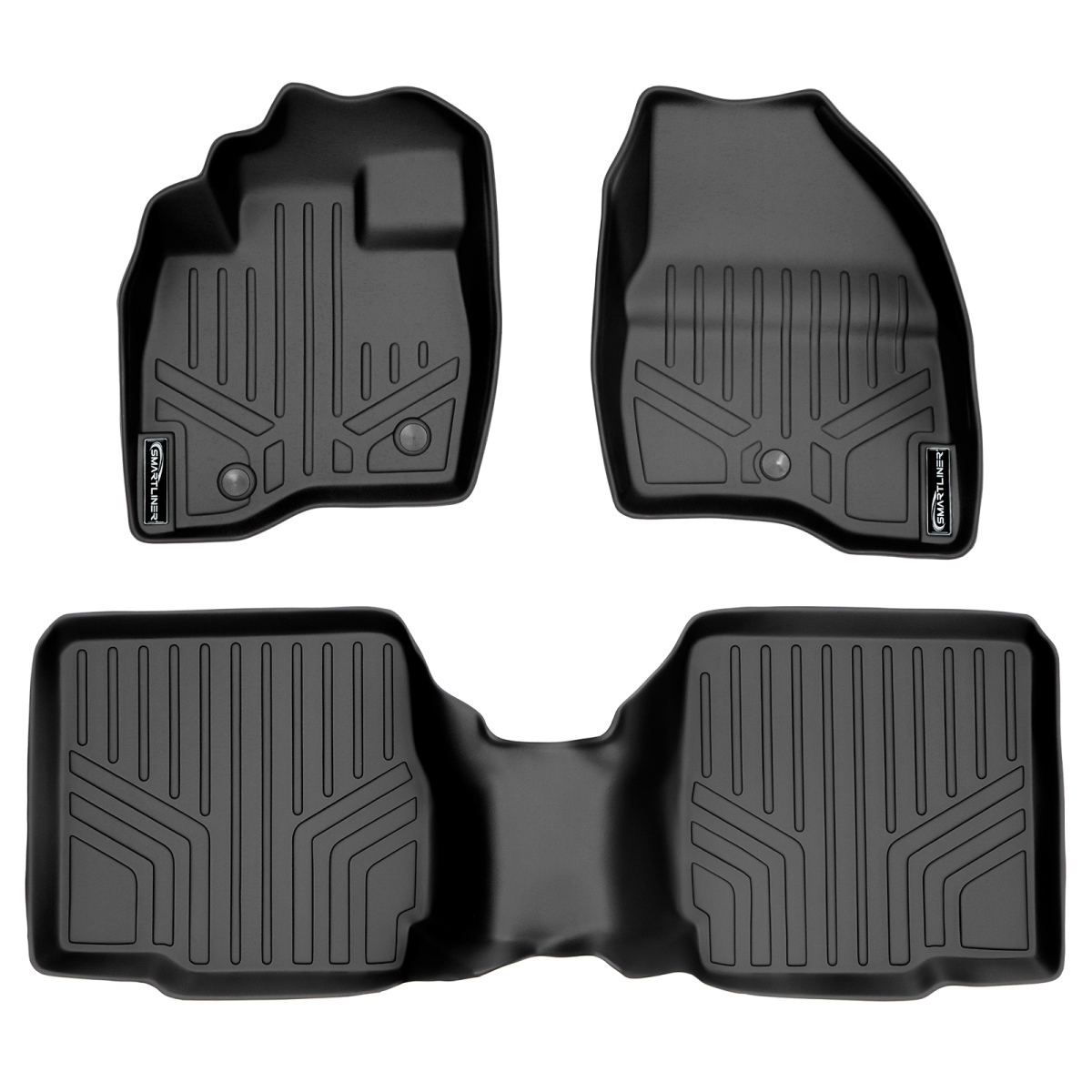 SA0245-B0109 Custom Fit 2 Row Floor Mats Liner Set with Center Console for 2017-2019 Ford Explorer, Black