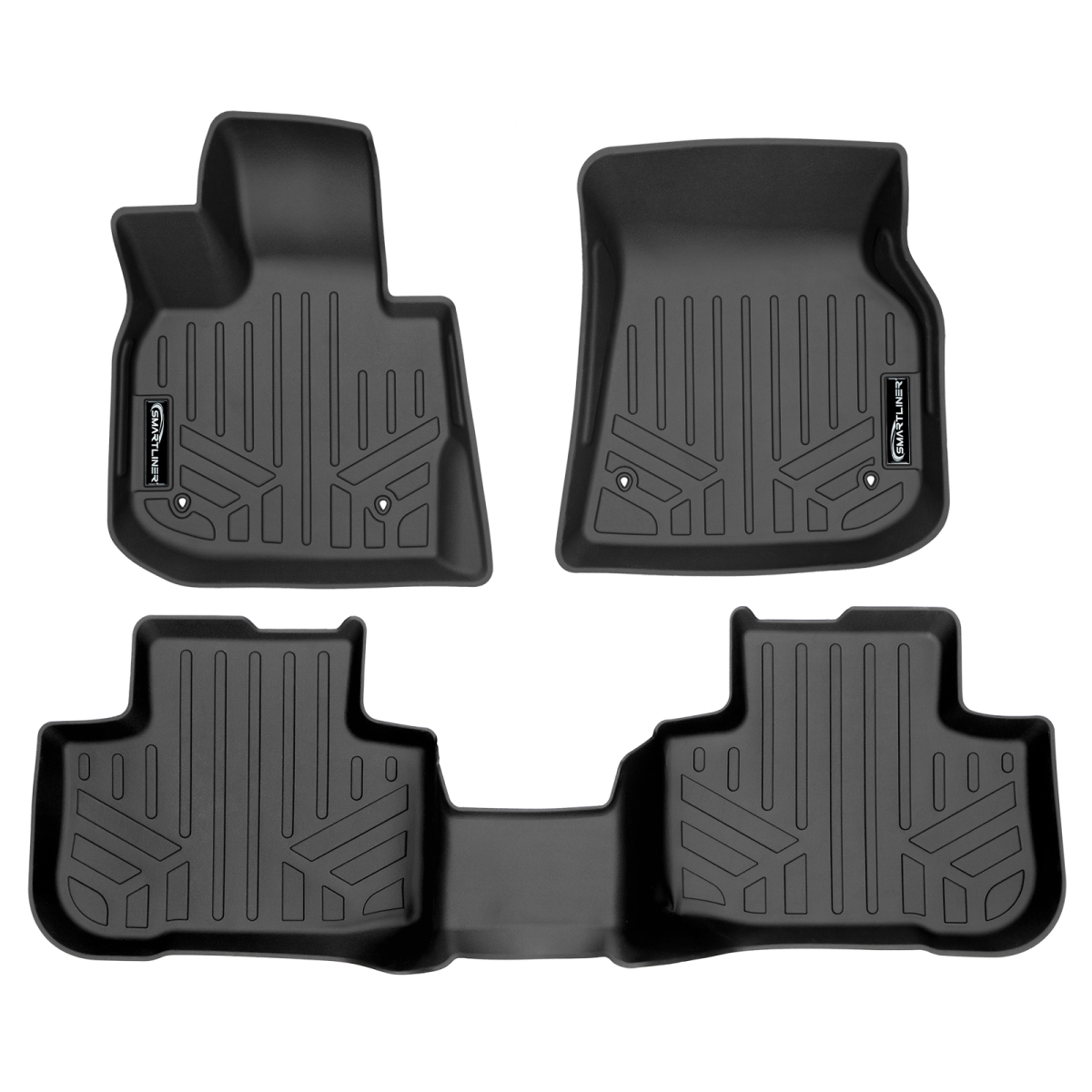 SA0484-B0484 All Weather Custom Fit 2 Row Floor Mats Liner Set for 2018-2022 BMW X3, Black