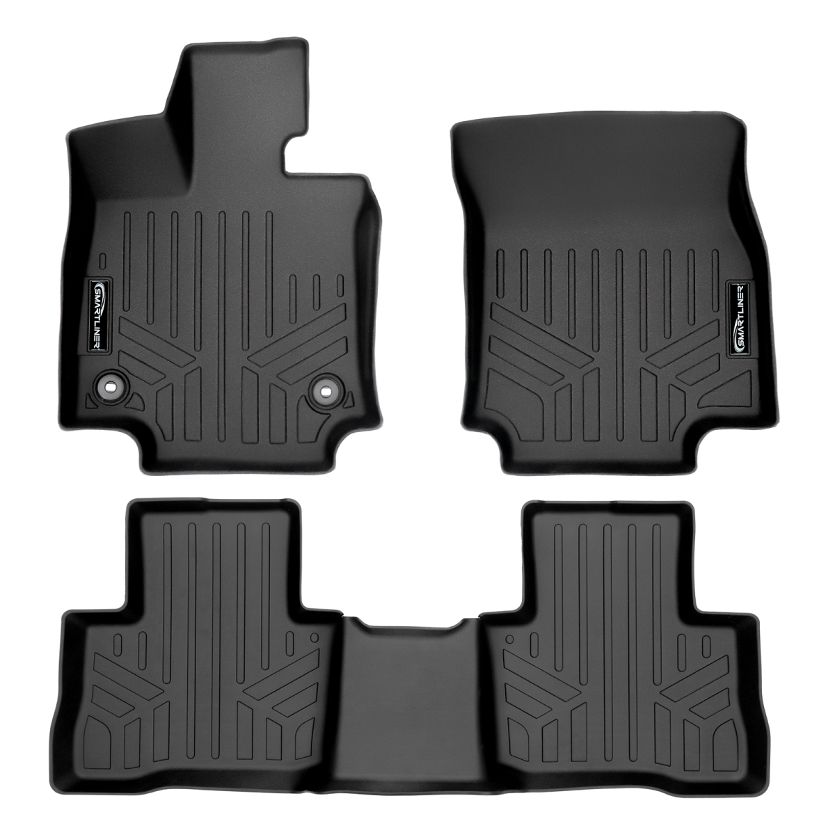 SA0418-B0488 All Weather Custom Fit 2 Row Floor Mats Liner Set for 2019-2023 Toyota Rav4 Hybrid, Black