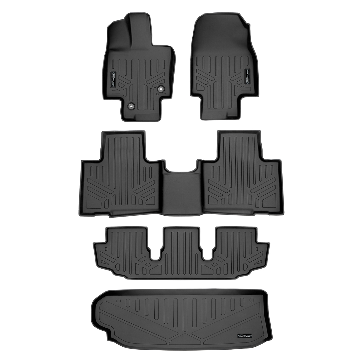 SA0500-B0500-C0500-E0500 3 Rows Behind 2nd Row Bench or Bucket Seats Floor Mats & Cargo Liner for 2020-2022 Toyota Highlander, Black