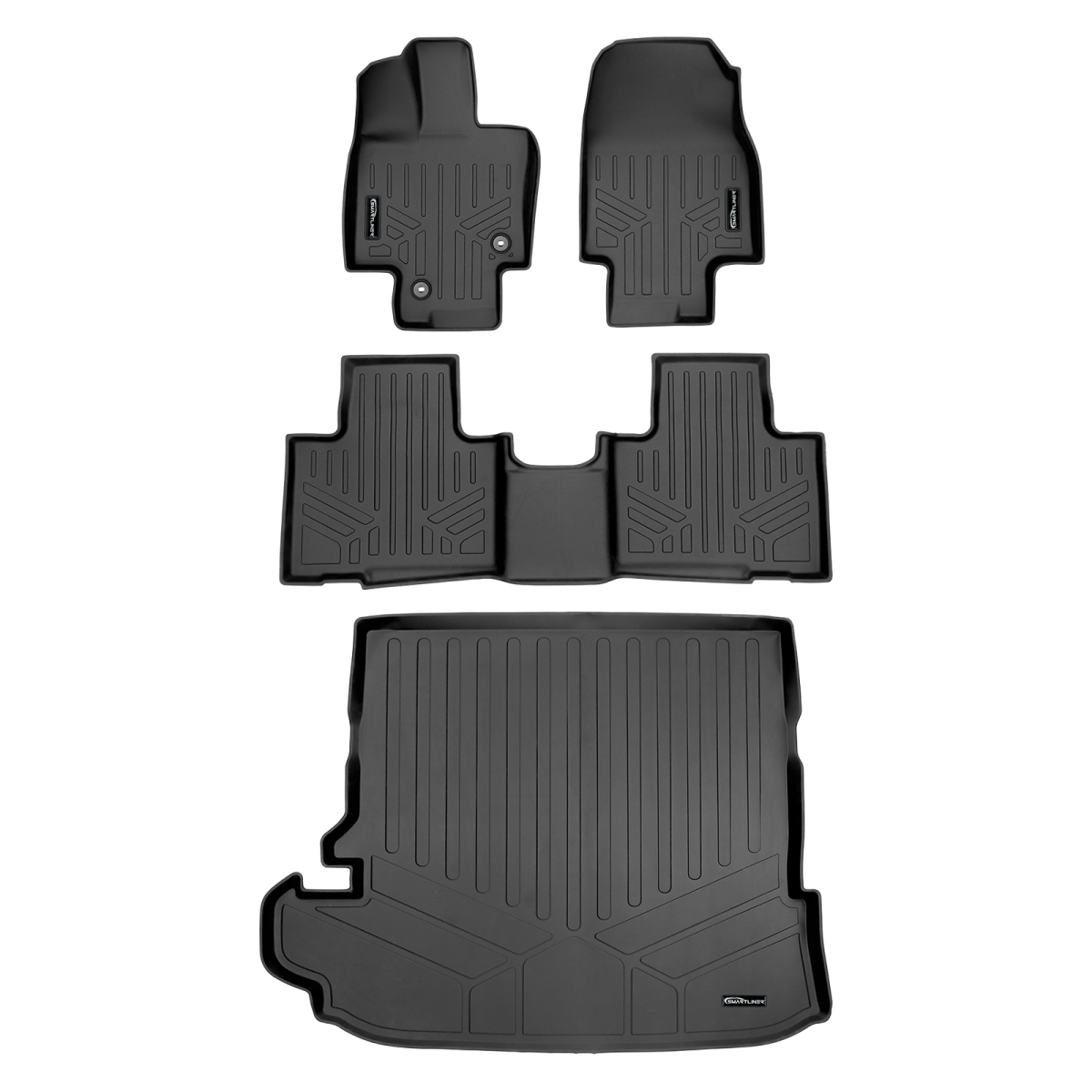 SA0500-B0500-D0500 2 Row Liner Set Behind & Bench or Bucket Seats Floor Mats & Cargo Liner for 2020-2022 Toyota Highlander, Black