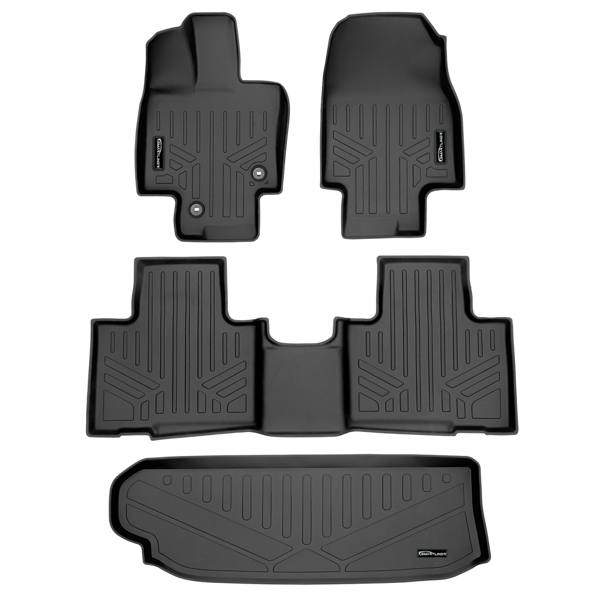 SA0500-B0500-E0500 2 Rows Behind 3rd Row & Bench or Bucket Seats Floor Mats & Cargo Liner for 2020-2022 Toyota Highlander, Black