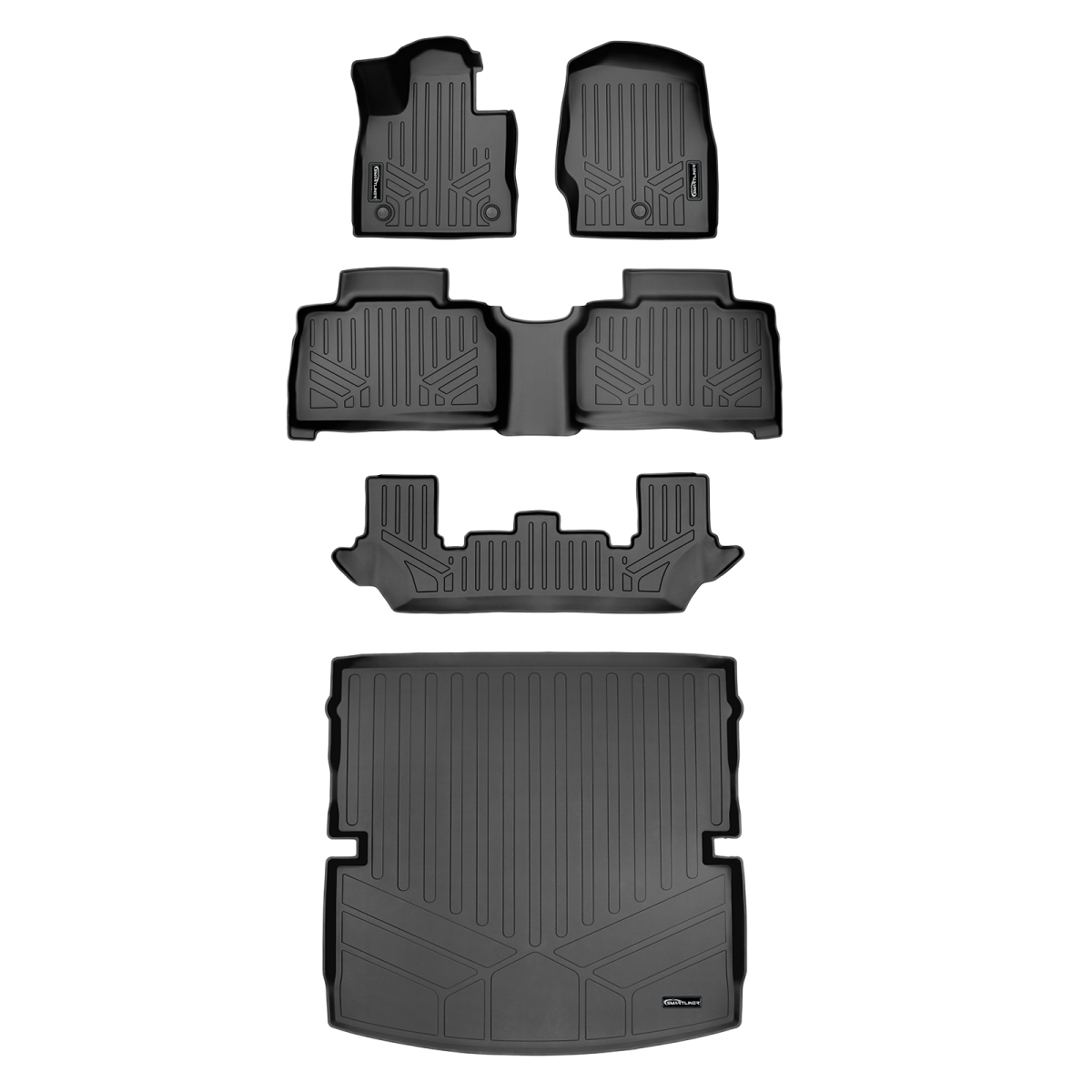 SA0423-B0423-C0502-D0423 3 Rows Behind 2nd Row Set 6 Passenger Models Floor Mats & Cargo Liner with Bench Seats for 2020-2023 Ford Explorer, Black