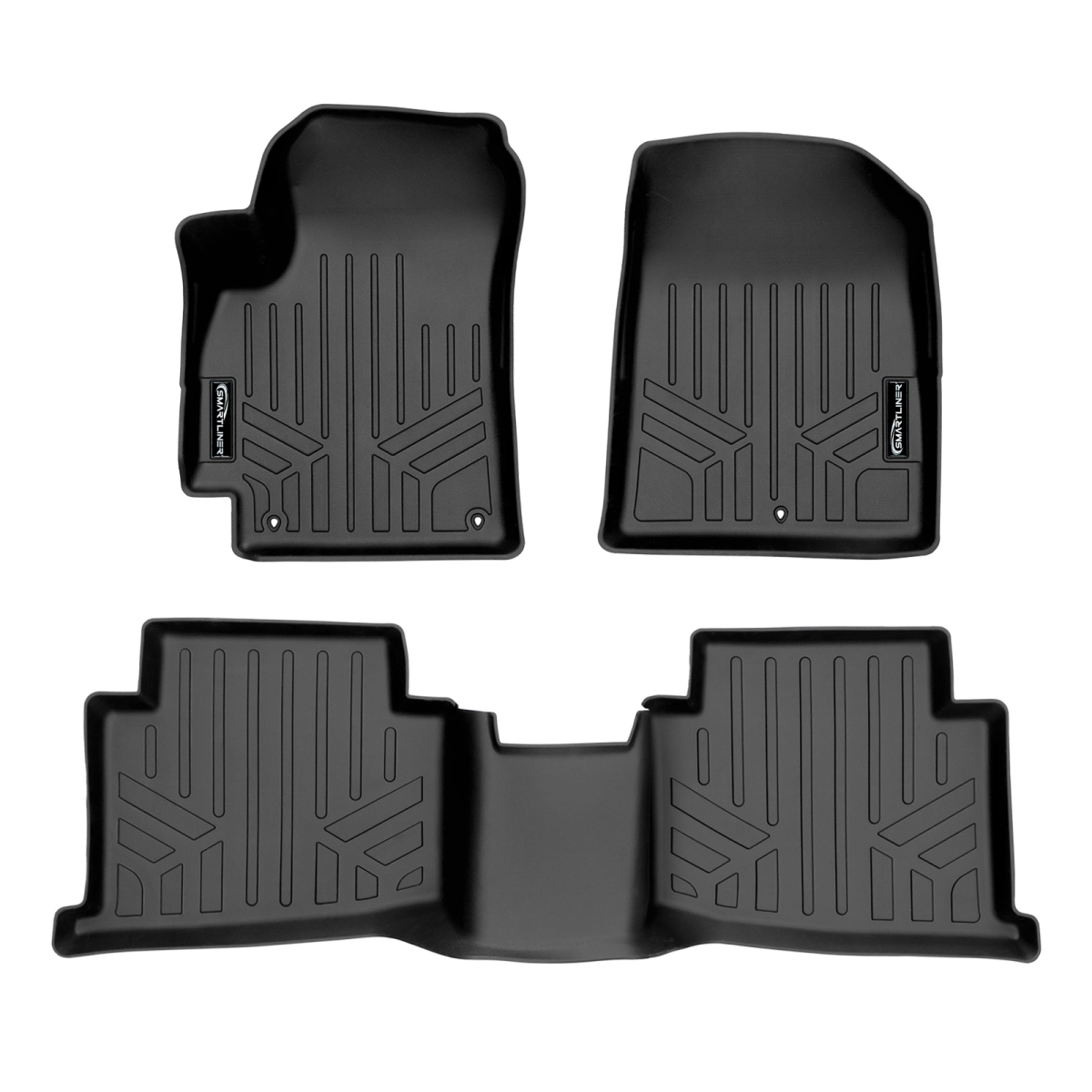 SA0510-B0510 36 in. All Weather Floor Mats 2 Row Liner Set for 2021-2023 Kia Seltos, Black