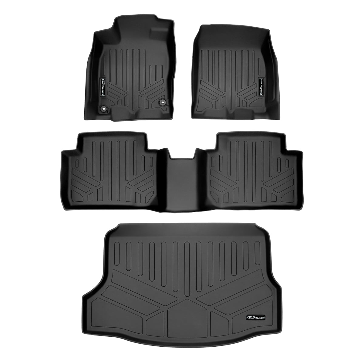 SA0224-B0224-D0506 Custom Fit 2 Rows Trunk Floor Mats & Cargo Liner Set for 2017-2021 Honda Civic - Type R, Black