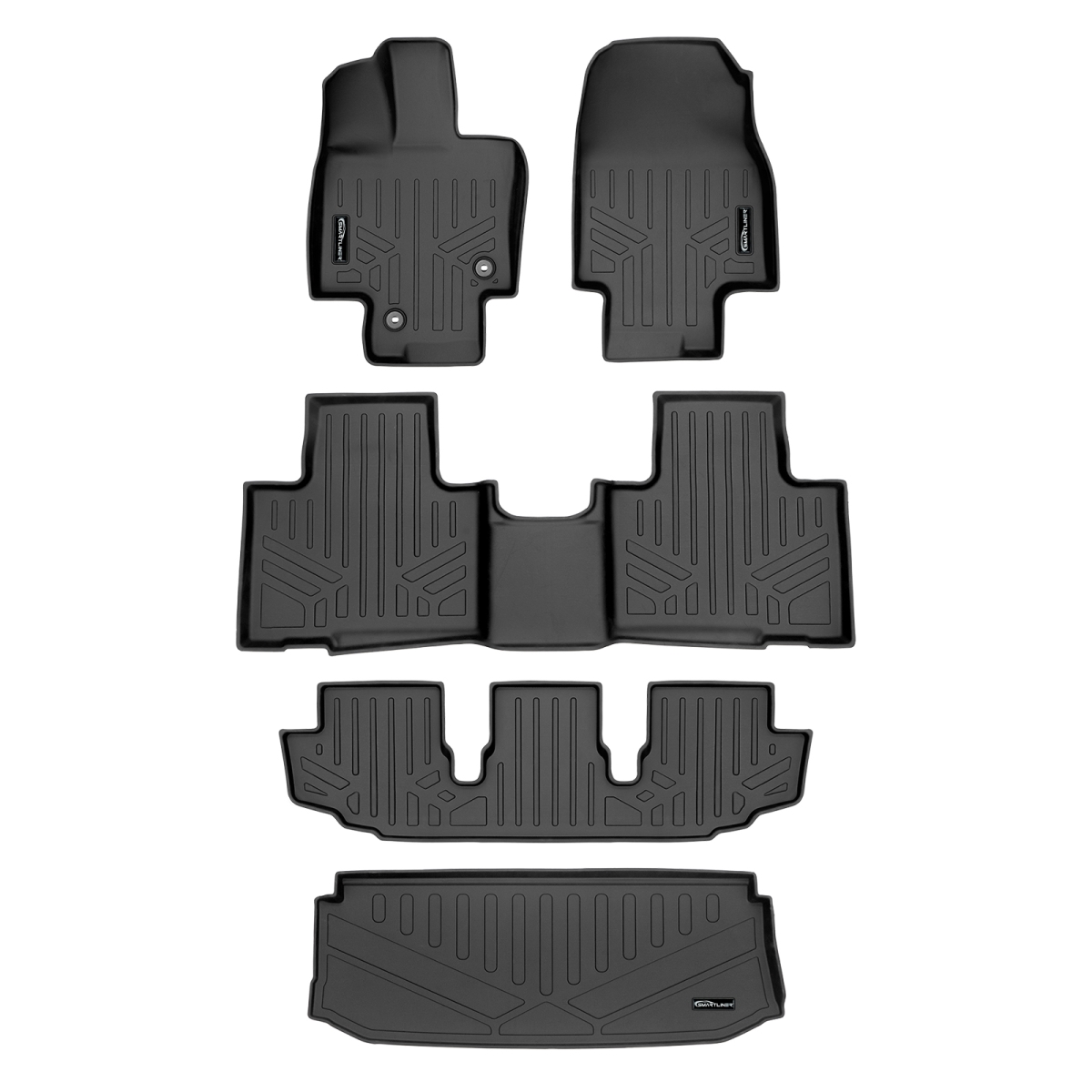 SA0500-B0500-C0500-E0515 3 Rows Behind 3rd Row Floor Mats & Cargo Liner Set for 2020-2022 Toyota Highlander, Black