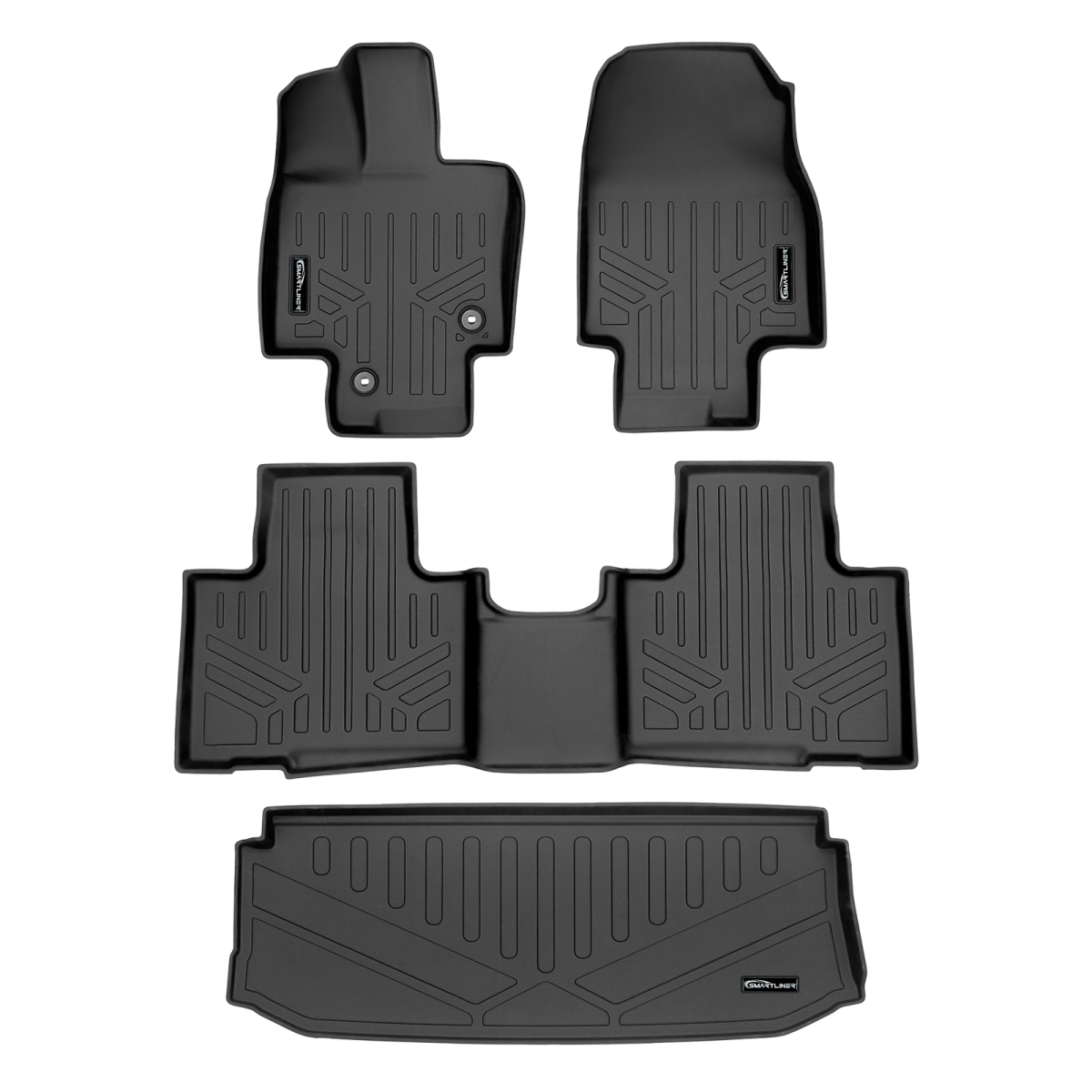 SA0500-B0500-E0515 2 Rows Behind 3rd Row Floor Mats & Cargo Liner Set for 2020-2022 Toyota Highlander, Black