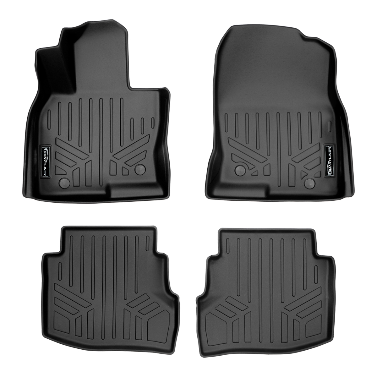 SA0257-B0523 2 Row Floor Mat Liner Set with Bucket Seats without Center Console for 2020-2022 Mazda CX-9, Black