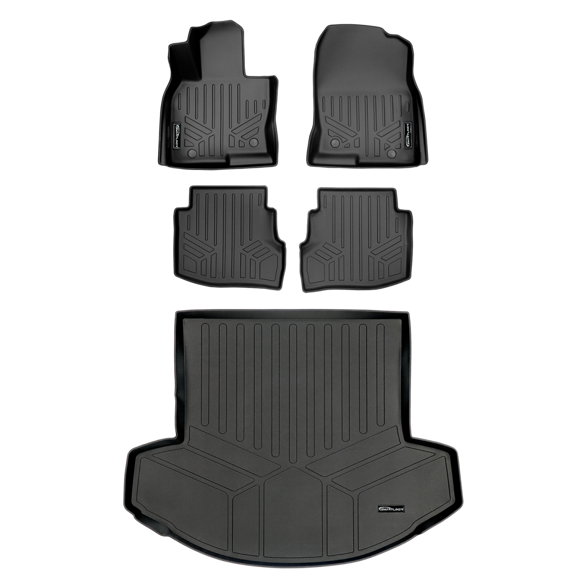 SA0257-B0523-D0257 2 Row Behind Floor Mats & Cargo Liner with Bucket Seats no Center Console for 2020-2022 Mazda CX-9, Black