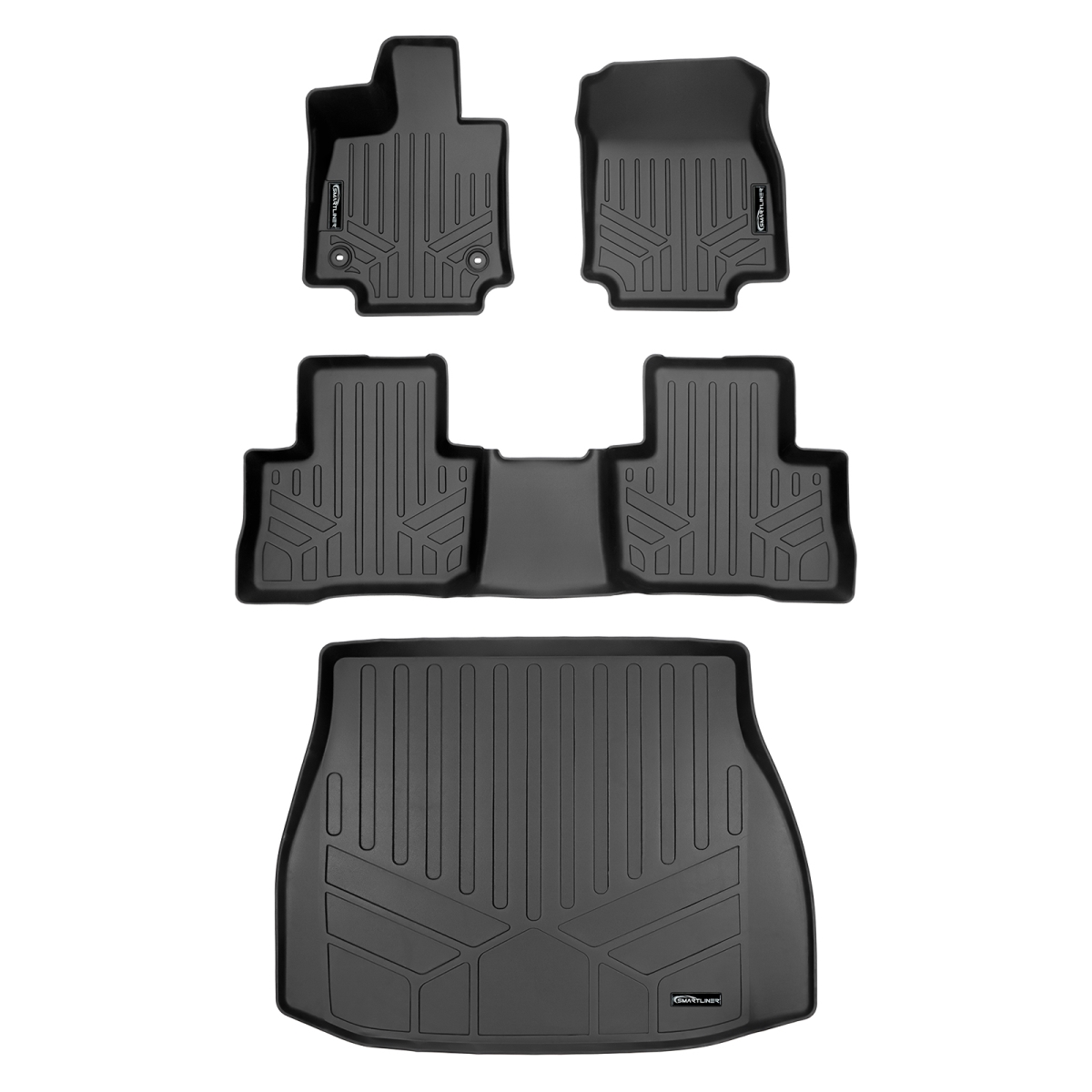 SA0537-B0537-D0537 Custom Fit All Weather Black 2 Row Floor Mat Liners & Cargo Liner Set for 2021-2023 Toyota Venza