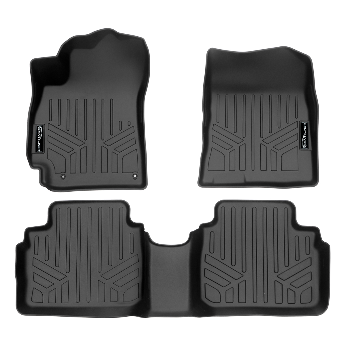 SA0538-B0538 Custom Fit All Weather Black 2 Row Floor Mat Liner Set for 2021-2023 Hyundai Elantra