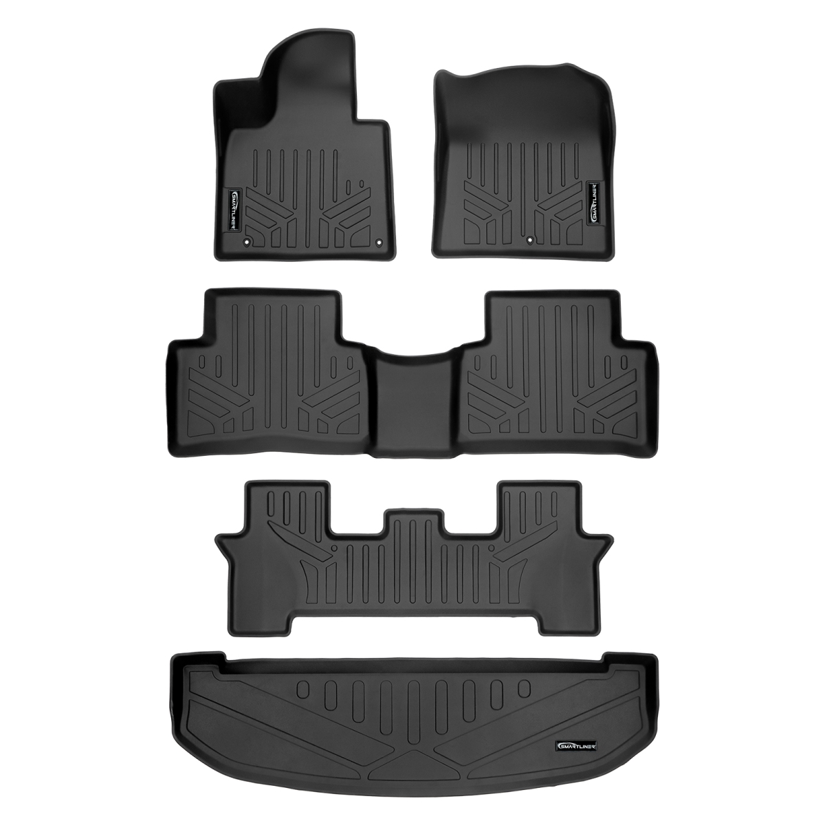 SA0547-B0547-C0547-E0547 Custom Fit 3 Row Behind Floor Mats & Cargo Liner Set for 2021-2023 Kia Sorento, Black
