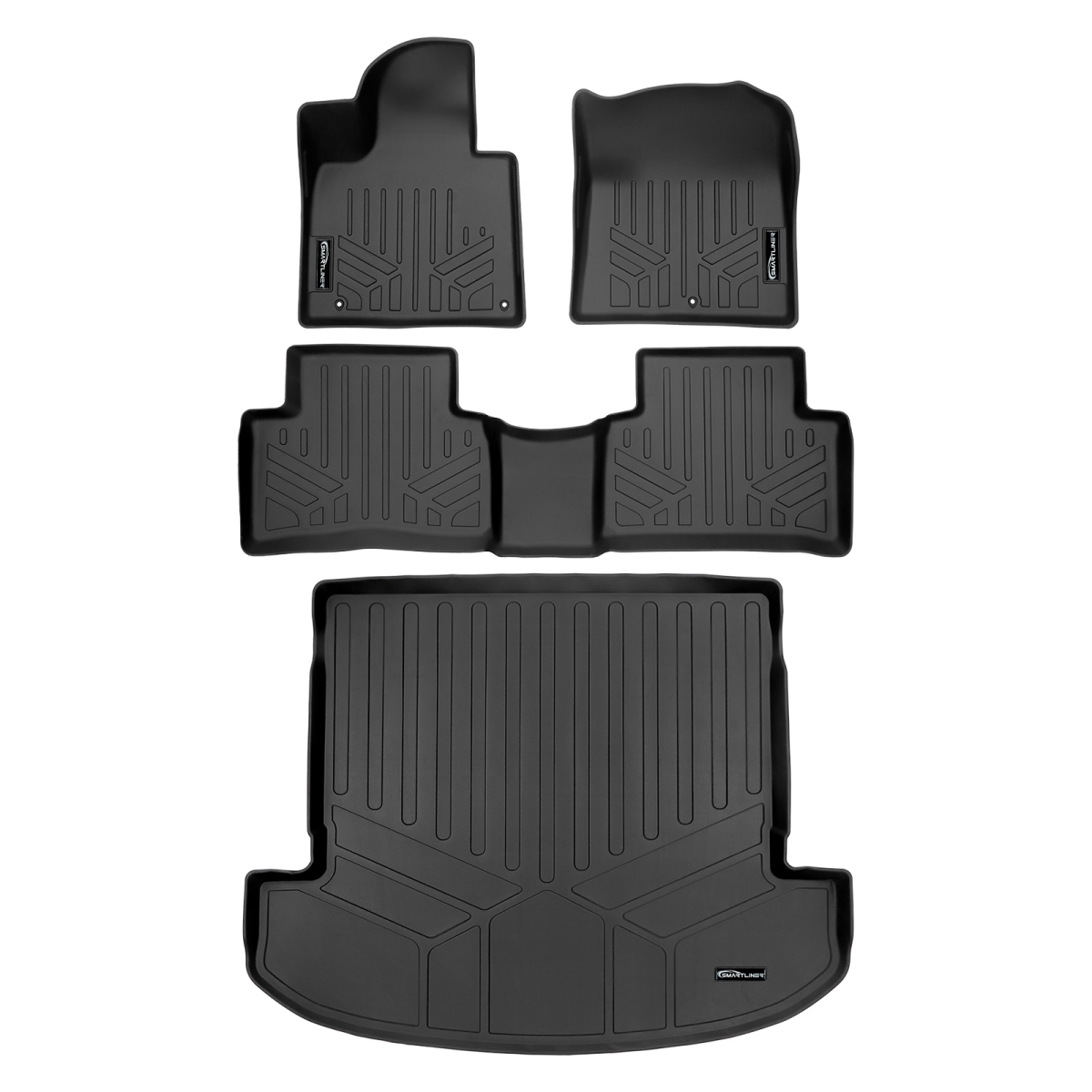SA0547-B0547-D0547 Custom Fit 2 Row Behind Floor Mats & Cargo Liner Set for 2021-2023 Kia Sorento, Black
