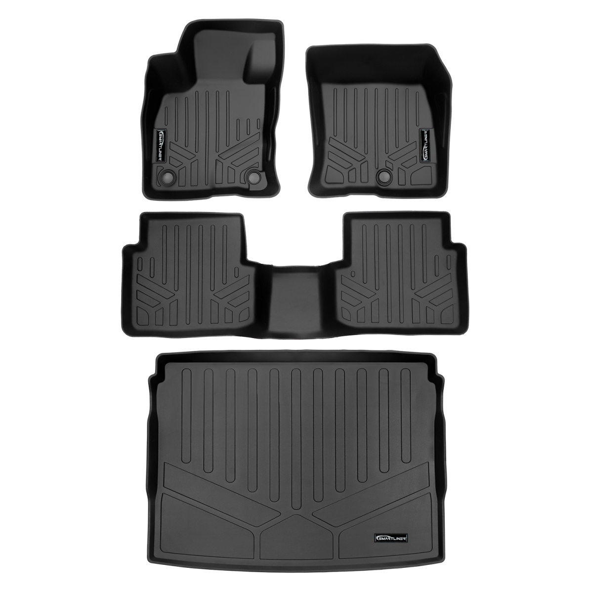 SA0546-B0546-D0546 Custom Fit Black 2 Row Floor Mats & Cargo Liner Set for 2021-2023 Ford Bronco Sport