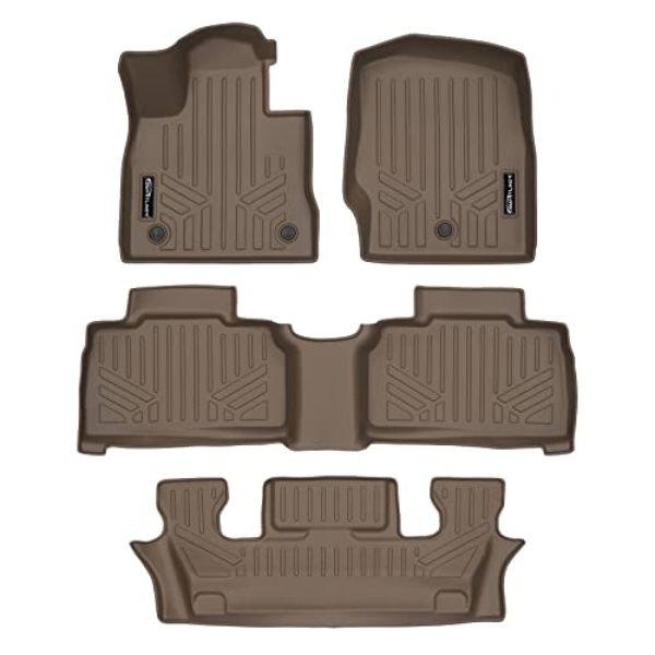 SA1423-B1423-C1423 3 Row Tan Floor Mat Liner Set for 2020-2023 Ford Explorer
