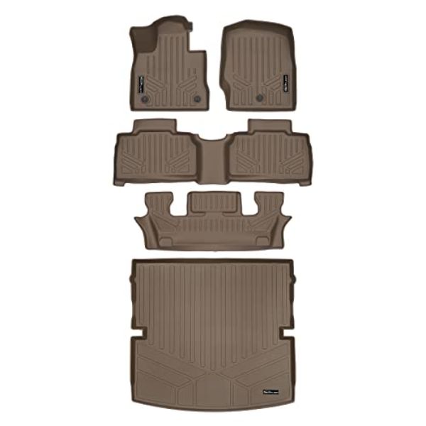 SA1423-B1423-C1423-D1423 3 Row Tan Behind 2nd Row Floor Mats & Cargo Liner for 2020-2023 Explorer