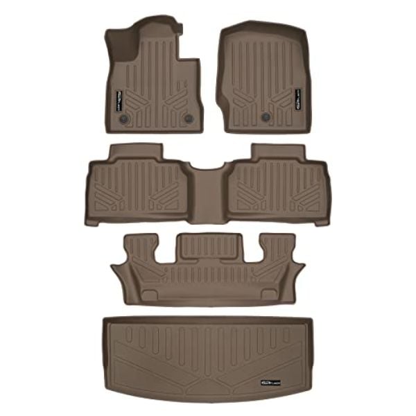 SA1423-B1423-C1423-E1423 3 Row Tan Behind Floor Mats & Cargo Liner for 2020-2023 Explorer