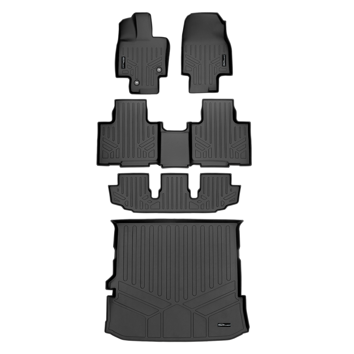 SA0500-B0522-C0500-D0515 3 Row Behind 2nd Row Floor Mats & Cargo Liner for 2020-2022 Toyota Highlander, Black