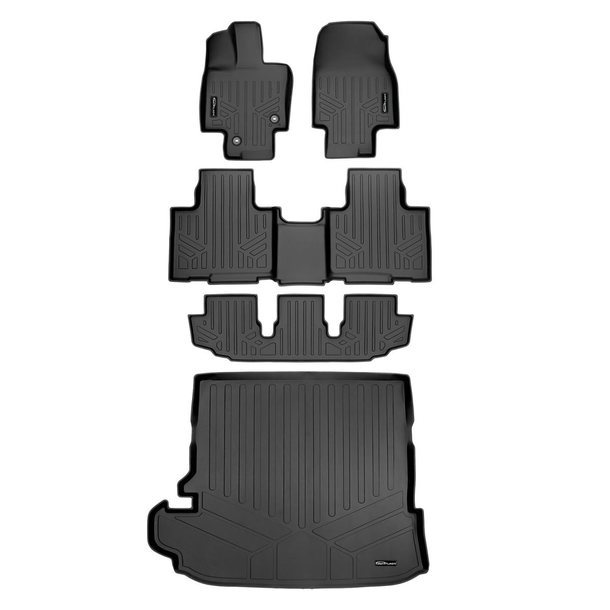 SA0500-B0522-C0500-D0500 3 Row Behind 2nd Row Floor Mats & Cargo Liner for 2020-2022 Toyota Highlander, Black