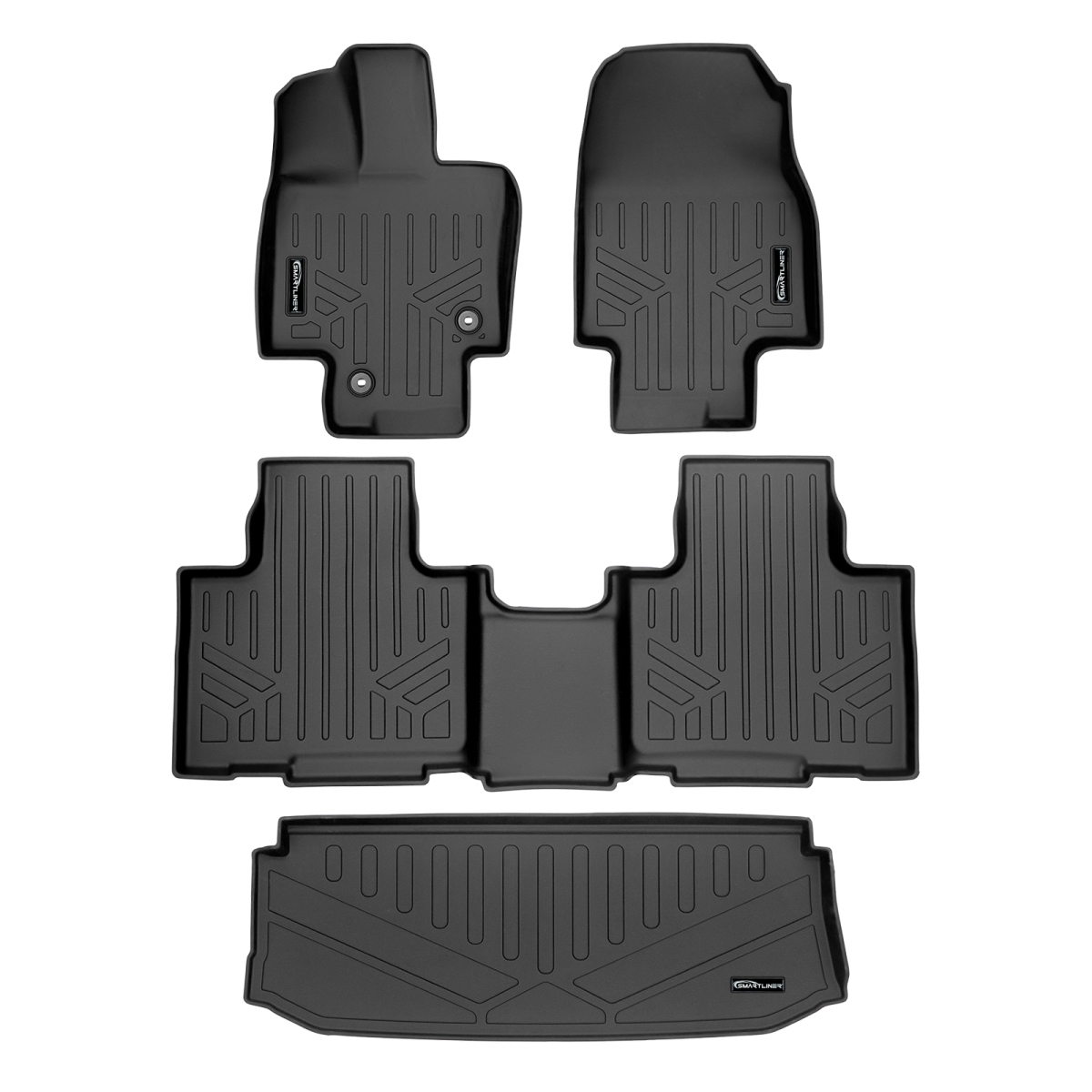 SA0500-B0522-E0515 2 Row Behind 3rd Row Floor Mats & Cargo Liner for 2020-2022 Toyota Highlander, Black