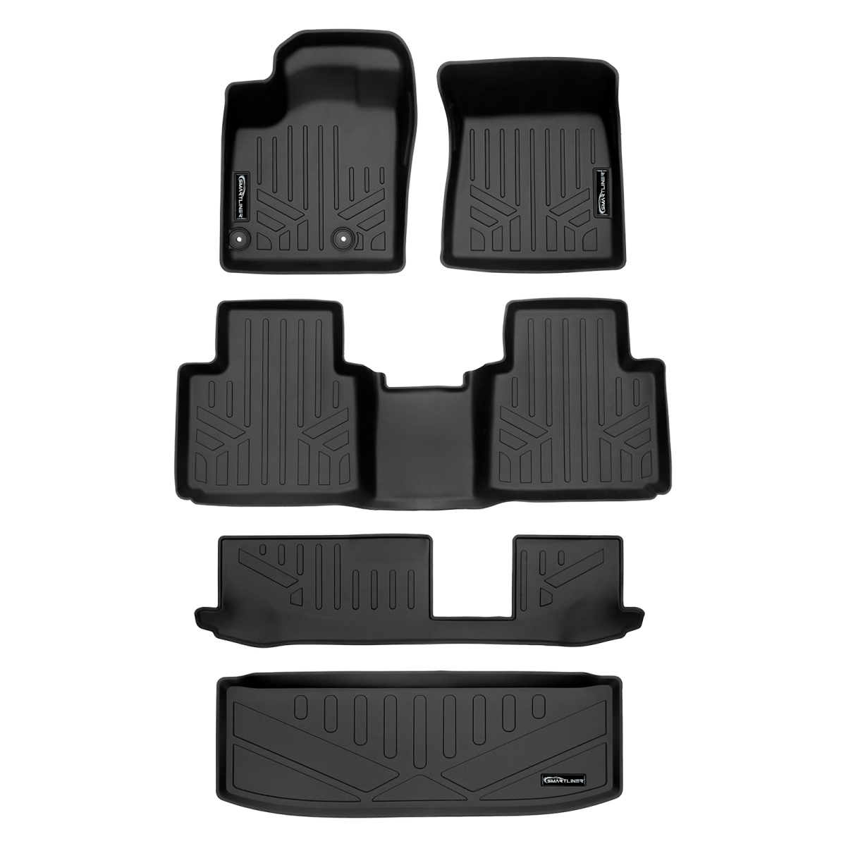 SA0561-B0561-C0561-E0561 Custom Fit Floor Mats 3 Rows & Cargo Liner Behind 3rd Row Set for 2022-2023 Mitsubishi Outlander, Black