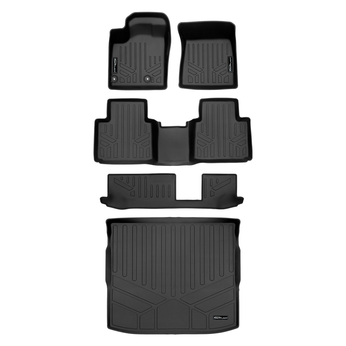 SA0561-B0561-C0561-D0561 Custom Fit Floor Mats 3 Rows & Cargo Liner Behind 2nd Row Set for 2022-2023 Mitsubishi Outlander, Black