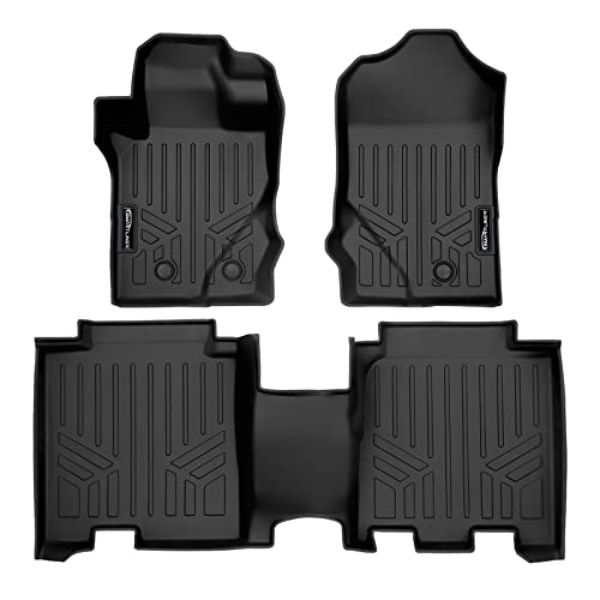 SA0566-B0566 All Weather Custom Fit 2 Row Floor Mat Liner Set for 2021-2023 Ford Bronco, Black