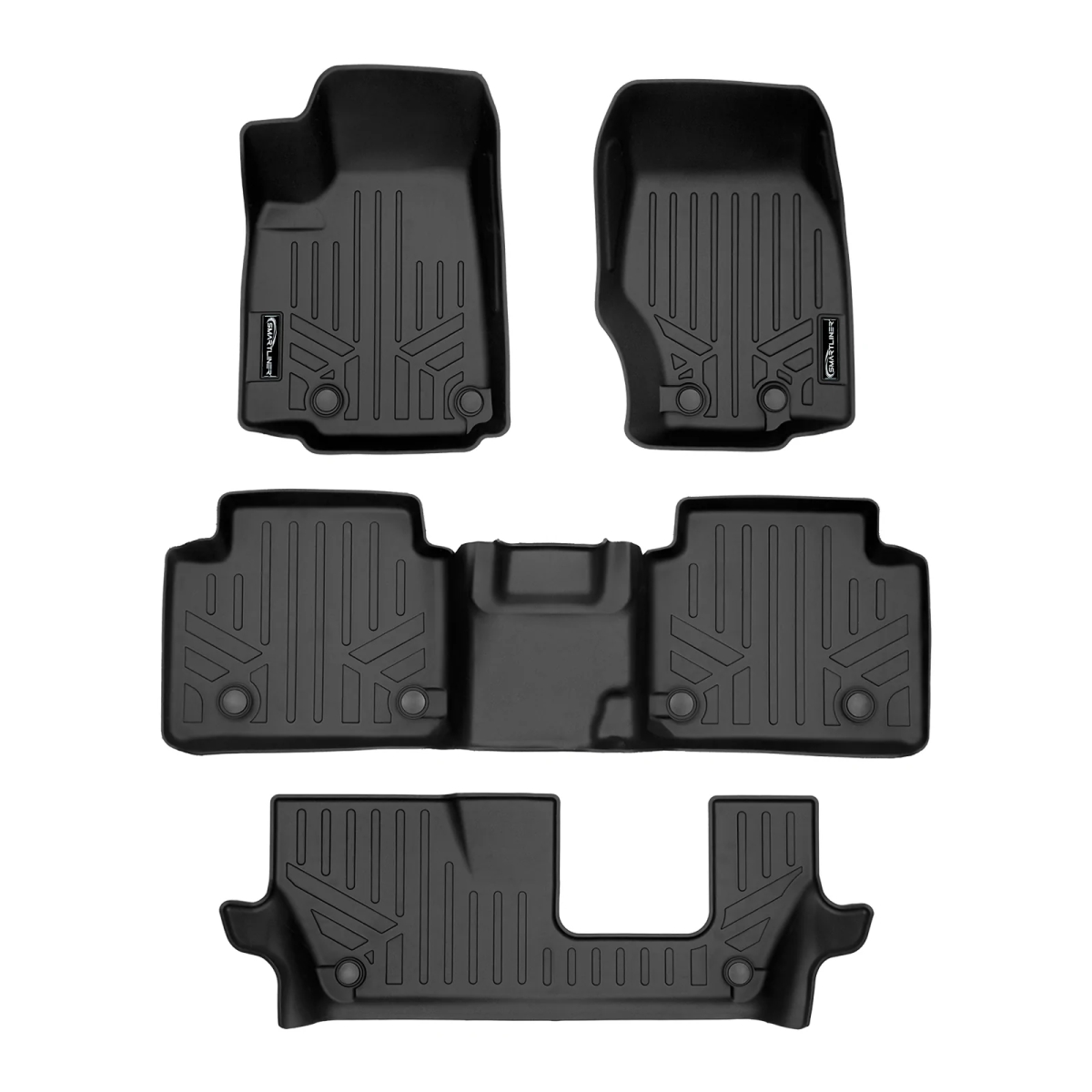 SA0568-B0568 All Weather Custom Fit Black 2 Row Floor Mat Liner Set with 2nd Row Bench Seat for 2021-2023 Jeep Grand Cherokee L, Black -  Smartliner, SA0568/B0568