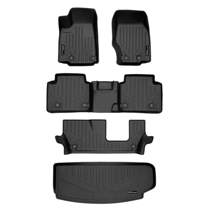 SA0568-B0568-C0568 All Weather Custom Fit Black 3 Row Floor Mat Liner Set with 2nd Row Bench Seat for 2021-2023 Jeep Grand Cherokee L, Black -  Escapada, ES3554085